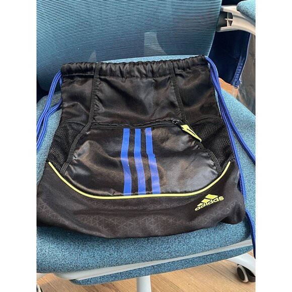 Adidas Draw String Bag Blue & Neon Green , Black ,good Condition‎ - Picture 1 of 10